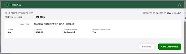 TD Direct Investment - Buy Confirmation