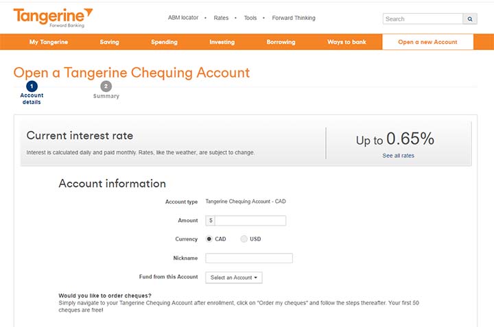 Switch to Tangerine - Open a Tangerine Chequing Account - Basic Info
