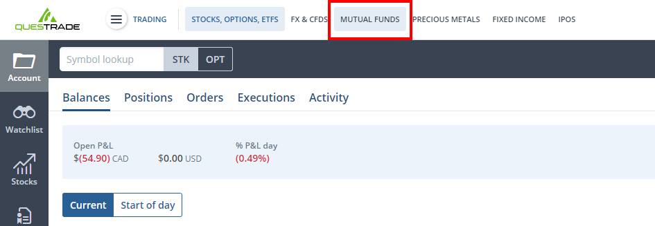Select Mutual Fund section from top menu